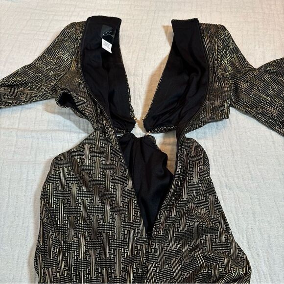 Johnathan Kayne 2884 Long Sleeve Metallic Printed Jumpsuit Size 4 - Picture 11 of 12